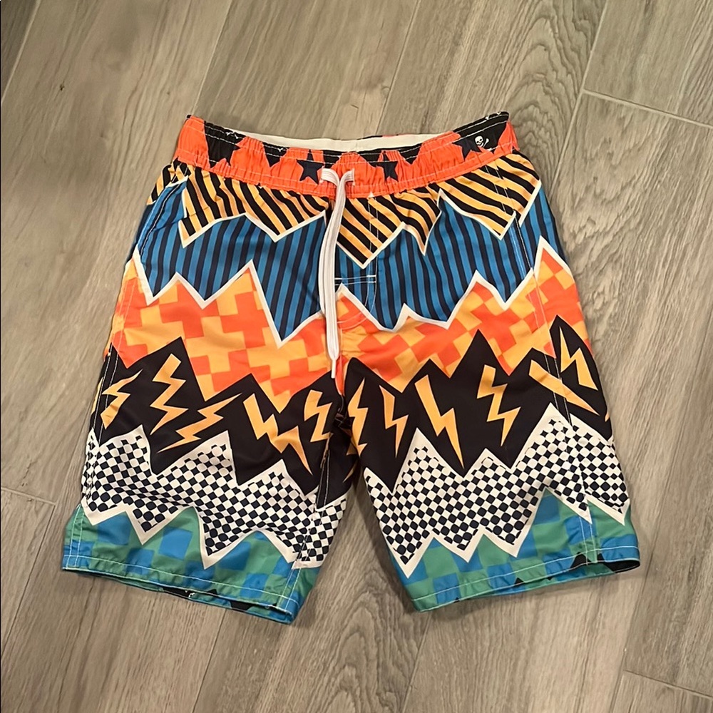 Wes and Willy Boys Multi Color Swim Trunks Size: 4